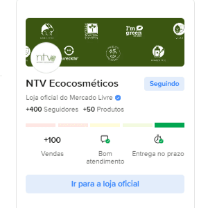 Reputação NTV Ecocosméticos no Mercado Livre